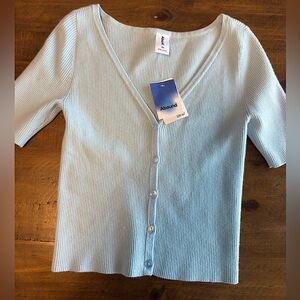 NWT Abound Short Sleeve blue button up sweater cardigan